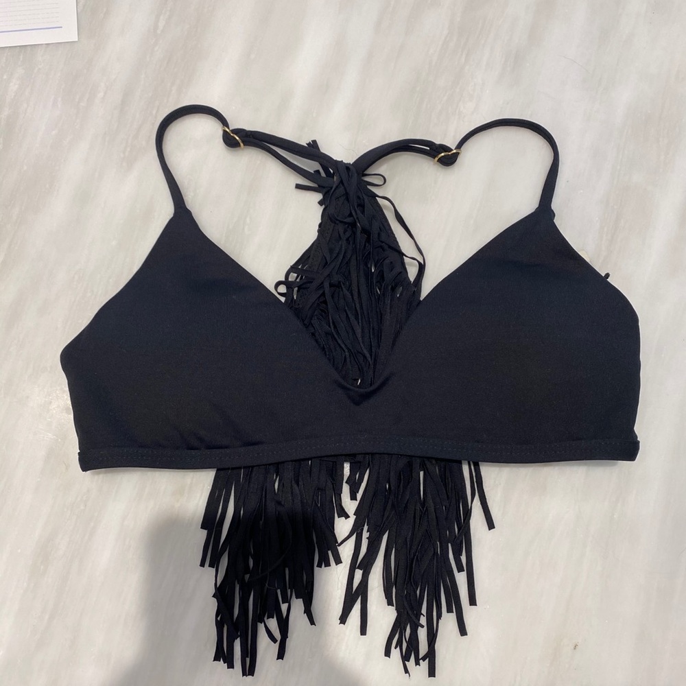 L*space Black Fringe Bikini Top